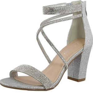 Women's Formal Rhinestone High Heel Sandal Ankle Strap